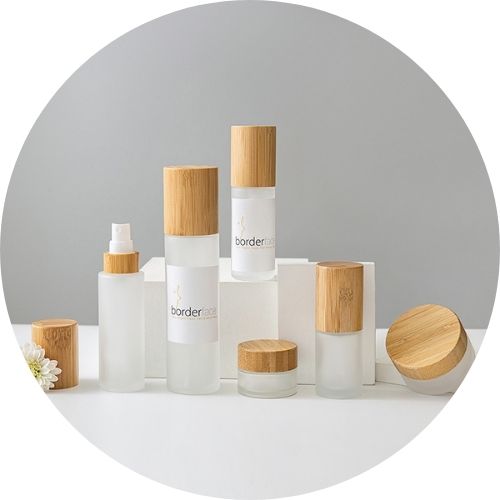 cosmetic packaging with bamboo lids